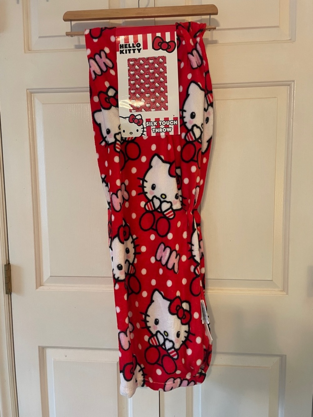 Hello Kitty Red and White Polka Dot Plush Throw